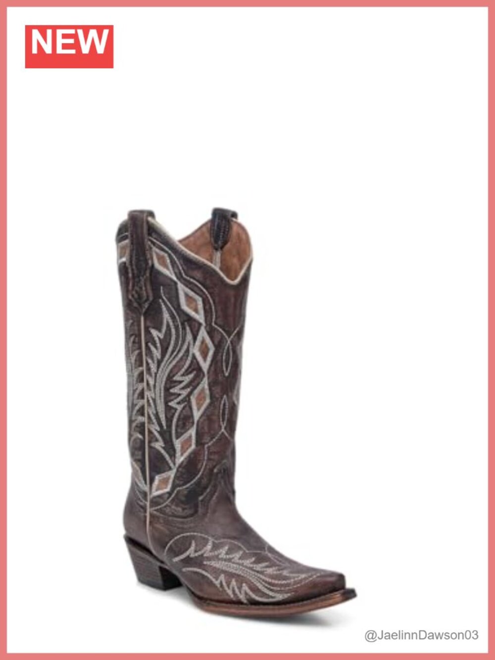 Women's Western Boots Snip Toe Pull-On Leather Mid-Calf Cuban Heel